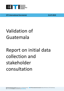 Validation of Guatemala Report on Initial Data Collection and Stakeholder Consultation
