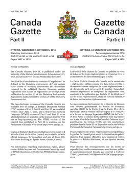 Canada Gazette, Part II