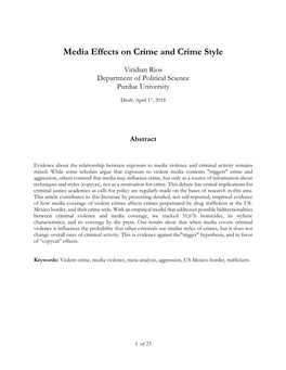 Media Effects on Crime and Crime Style