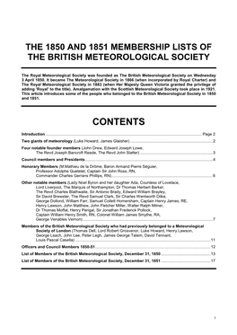 Members of the British Meteorological Society 1850-51