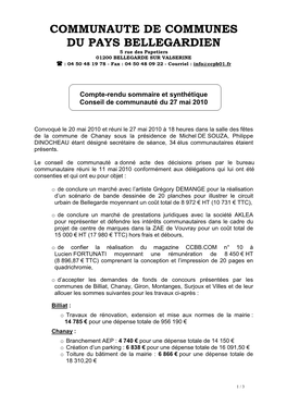 Compte Rendu 3-CR Sommaire 27.05.2010