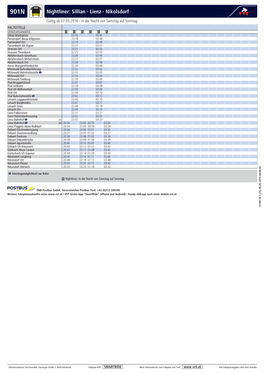 Nightliner: Sillian - Lienz - Nikolsdorf Gültig Ab 07.05.2016 - in Der Nacht Von Samstag Auf Sonntag HALTESTELLE