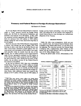 Treasury and Federal Reserve Foreign Exchange Operations* Bycharles A