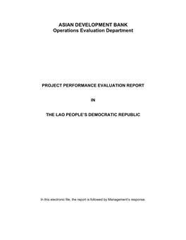 Evaluation of the Primary Health Care Project in the Lao People's