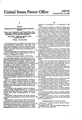 United States Patent Office Patented Feb