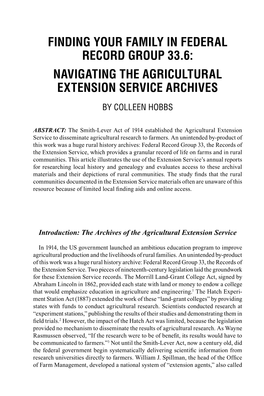 Navigating the Agricultural Extension Service Archives