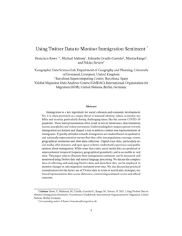 Using Twitter Data to Monitor Immigration Sentiment *