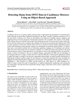 Detecting Slums from SPOT Data in Casablanca Morocco Using an Object Based Approach