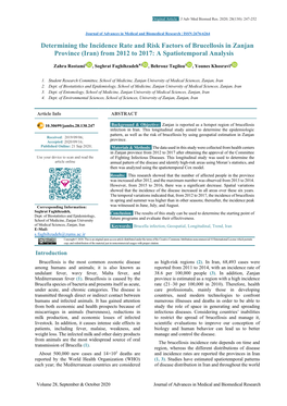 Determining the Incidence Rate and Risk Factors of Brucellosis in Zanjan Province (Iran) from 2012 to 2017: a Spatiotemporal Analysis