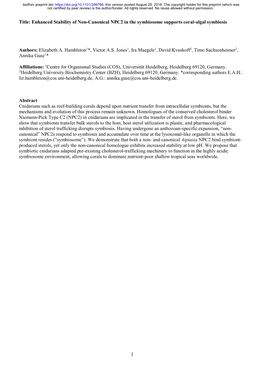 Enhanced Stability of Non-Canonical NPC2 in the Symbiosome Supports Coral-Algal Symbiosis