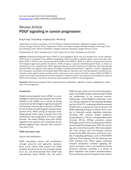 Review Article PDGF Signaling in Cancer Progression