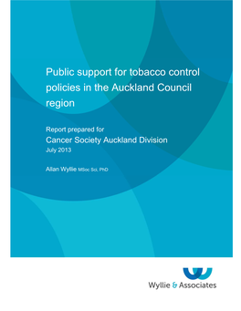 Public Support for Tobacco Control Policies in the Auckland Council Region