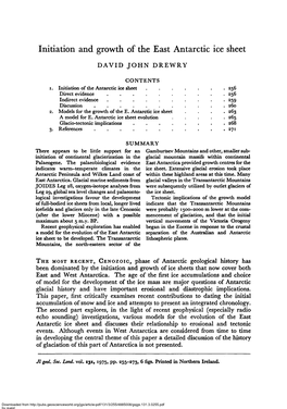 Initiation and Growth of the East Antarctic Ice Sheet