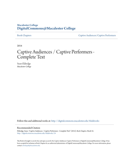 Captive Audiences / Captive Performers - Complete Text Sears Eldredge Macalester College