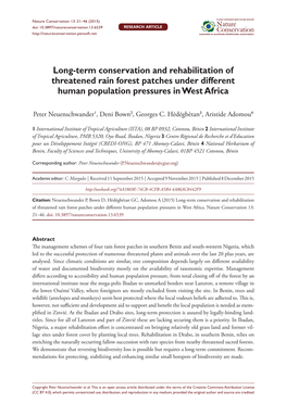 ﻿Long-Term Conservation and Rehabilitation of Threatened Rain