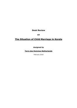 The Situation of Child Marriage in Kerala