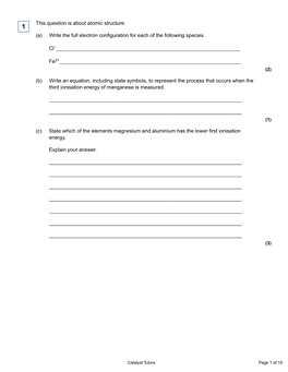 This Question Is About Atomic Structure. (A) Write the Full Electron