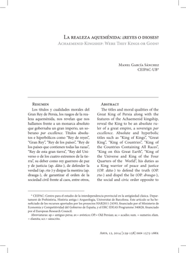 La Realeza Aqueménida: ¿Reyes O Dioses? Achaemenid Kingship: Were They Kings Or Gods?