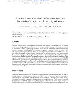 Functional Enrichments of Disease Variants Across Thousands of Independent Loci in Eight Diseases