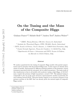 On the Tuning and the Mass of the Composite Higgs