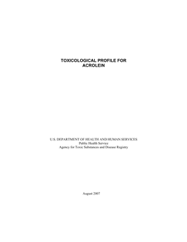 Toxicological Profile for Acrolein