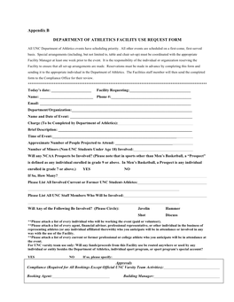 Department of Athletics Facility Use Request Form