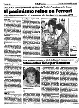 Ferrón Alesiy Prost Noescondeneldesencanto, Mientras La Marca Piensa En El 92 •