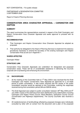 Conservation Area Character Appraisal – Carsington and Hopton