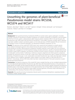 Unearthing the Genomes of Plant-Beneficial Pseudomonas Model Strains WCS358, WCS374 and WCS417 Roeland L