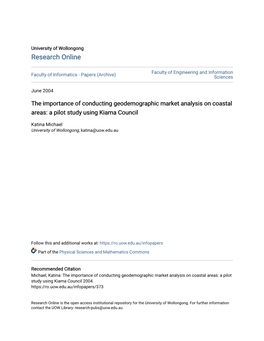 The Importance of Conducting Geodemographic Market Analysis on Coastal Areas: a Pilot Study Using Kiama Council