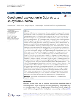 Geothermal Exploration in Gujarat: Case Study from Dholera
