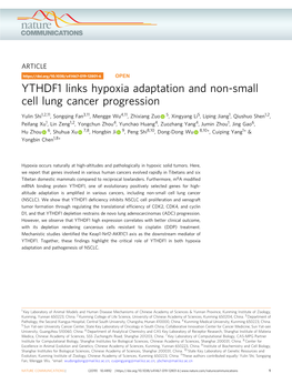 YTHDF1 Links Hypoxia Adaptation and Non-Small Cell Lung Cancer Progression