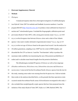 Electronic Supplementary Material 1 Methods 2 Phylogeny 3 I