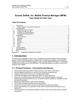Access Softek, Inc. Mobile Finance Manager (MFM) User Guide for Palm Treo