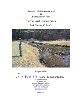 Aquatic Habitat Assessment & Enhancement Plan Tarryall Creek