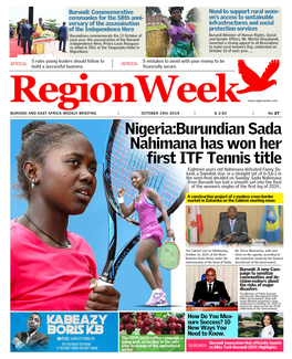 Nigeria:Burundian Sada Nahimana Has Won Her First ITF Tennis Title