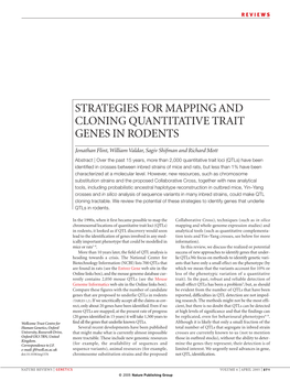 Strategies for Mapping and Cloning Quantitative Trait Genes in Rodents