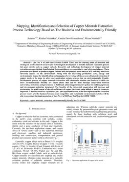 Mapping, Identification and Selection of Copper Minerals Extraction Process Technology-Based on the Business and Environmentally Friendly