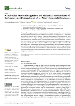 Nanobodies Provide Insight Into the Molecular Mechanisms of the Complement Cascade and Offer New Therapeutic Strategies