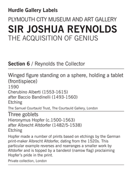Sir Joshua Reynolds the Acquisition of Genius
