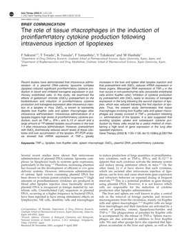 The Role of Tissue Macrophages in the Induction of Proinflammatory