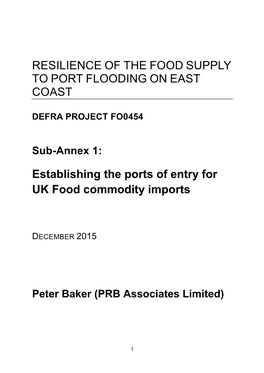 (Annex 1) Establishing the Port of Entry for UK Food Imports