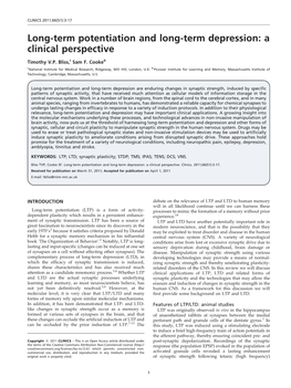 Long-Term Potentiation and Long-Term Depression: a Clinical Perspective