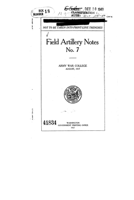 Field Artillery Notes No