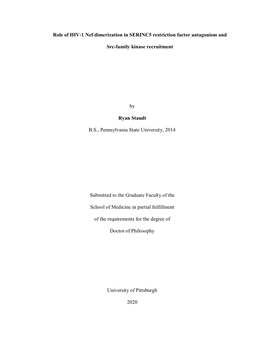 Role of HIV-1 Nef Dimerization in SERINC5 Restriction Factor Antagonism And