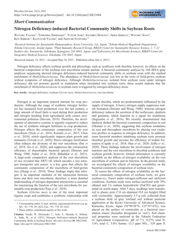 Nitrogen Deficiency-Induced Bacterial Community Shifts in Soybean Roots