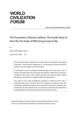 The Formation of Hainan Airlines: the Inside Story of How the Pre-Body of HNA Group Came to Be