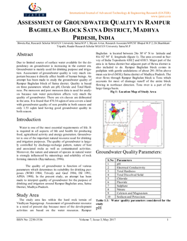 Assessment of Groundwater Quality in Rampur Baghelan