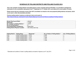 Schedule of Polling Districts and Polling Places 2014