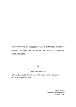 The Structure of Succession Law in Cameroon: Finding A